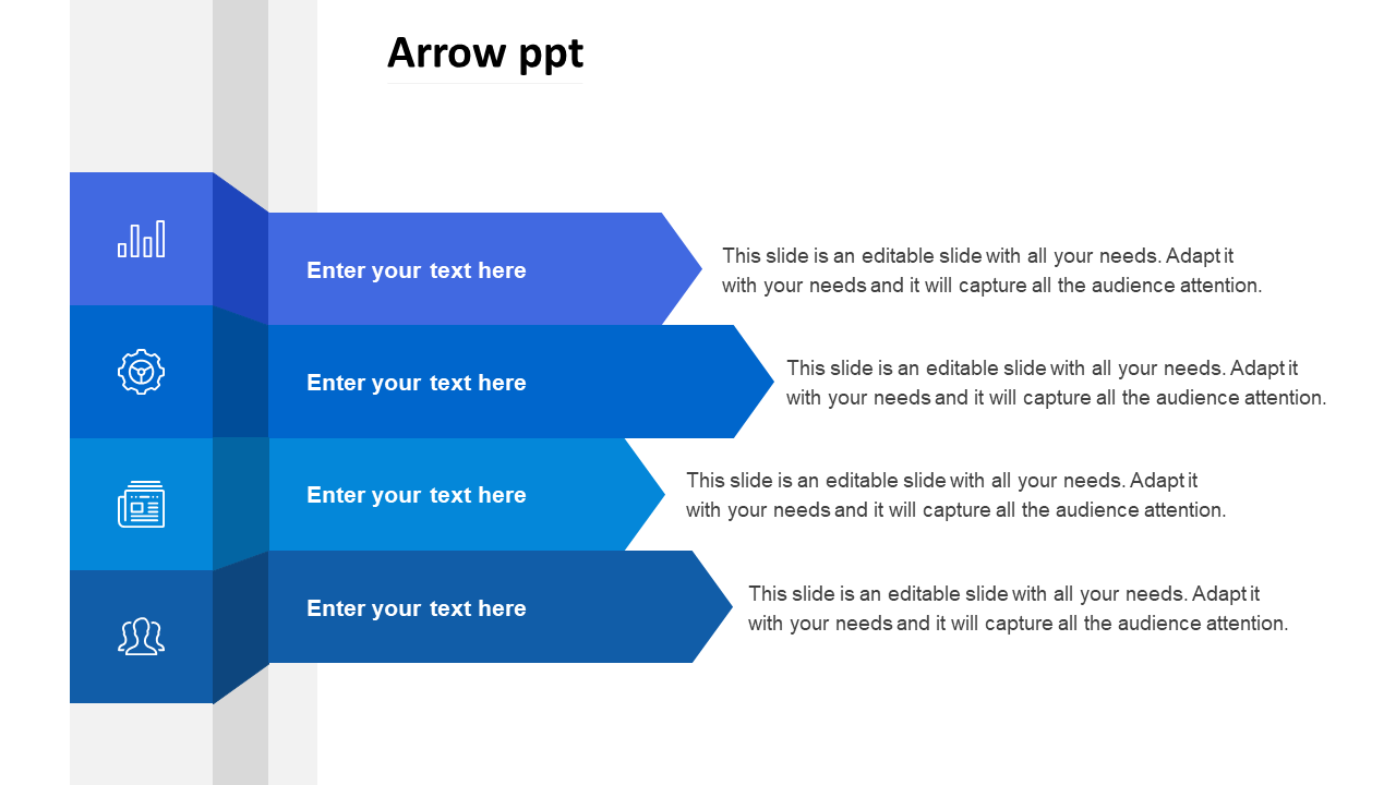 Free - Innovative Arrow PPT With Blue Color Model Slide Template